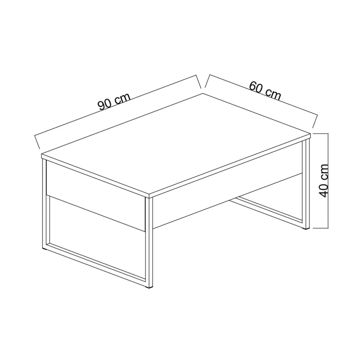 Tavolino soggiorno rettangolare noce e nero 90x60x40h cm - Lavinia