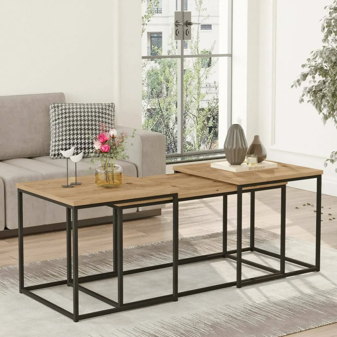 Tavolino soggiorno rettangolare quercia 190x50x47h cm - Azele