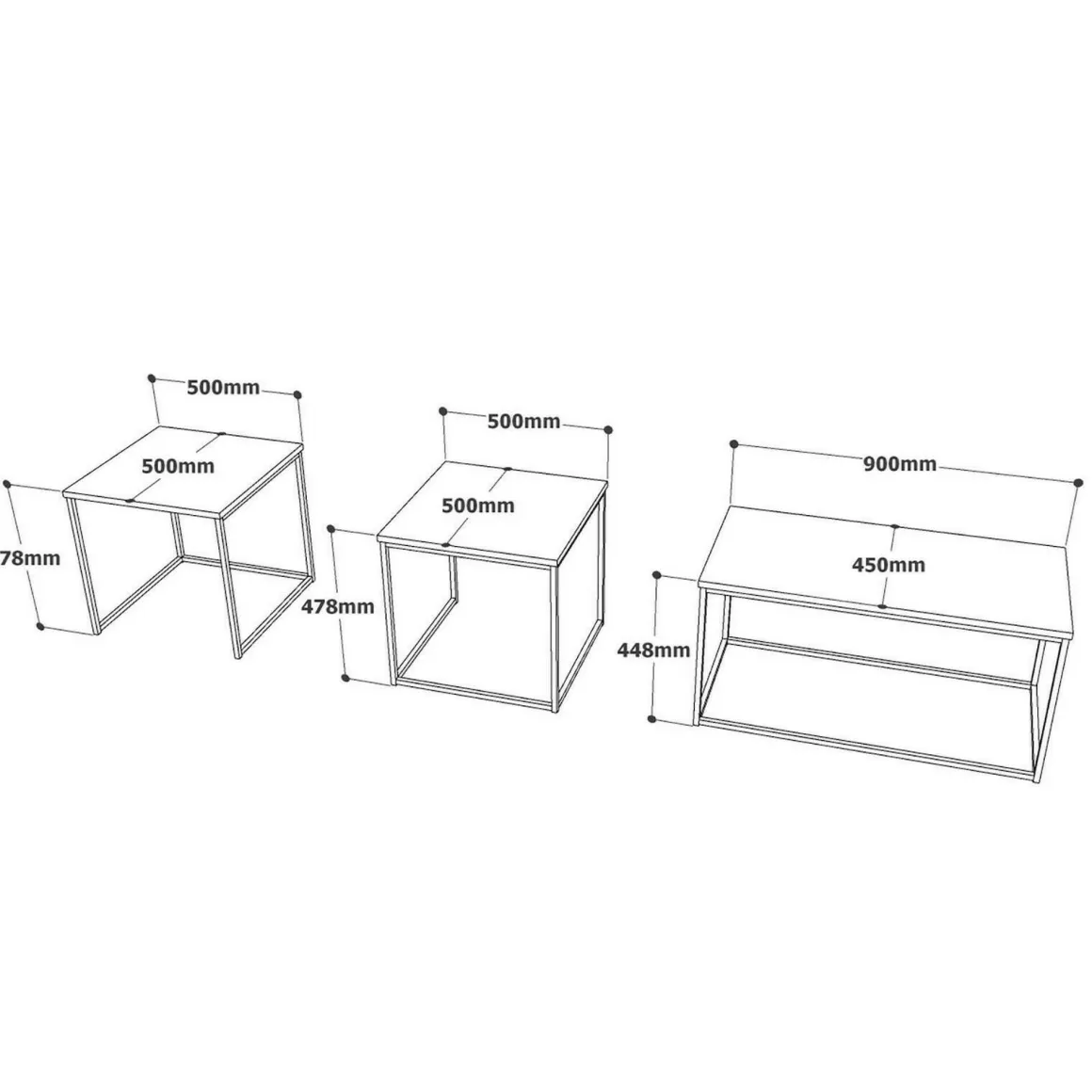Tavolino soggiorno rettangolare quercia 190x50x47h cm - Azele