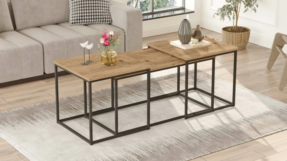 Tavolino soggiorno rettangolare quercia 190x50x47h cm - Azele