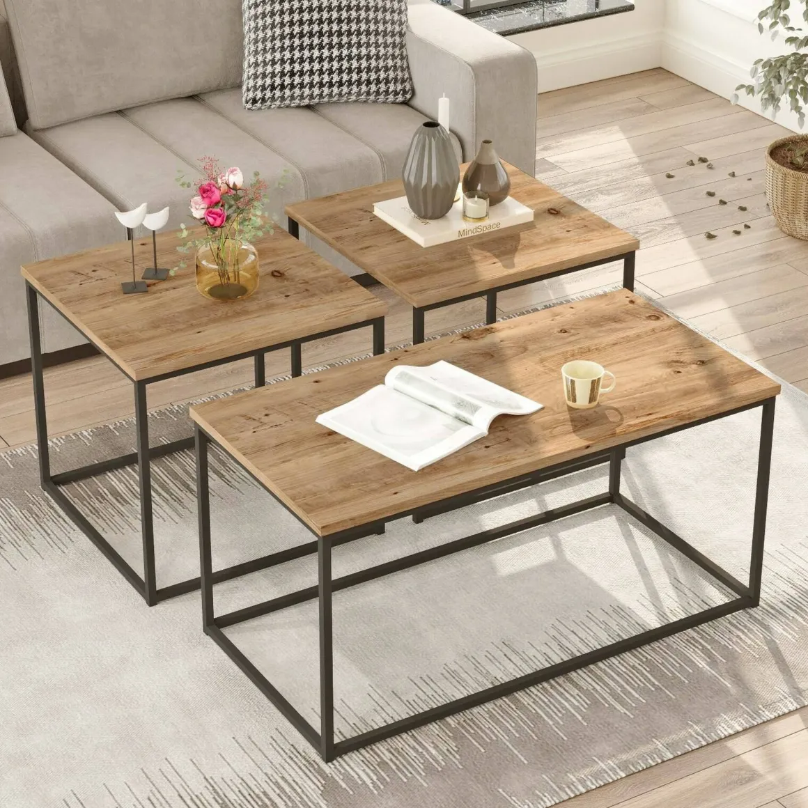 Tavolino soggiorno rettangolare quercia 190x50x47h cm - Azele