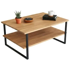 Tavolini Da Salotto > Dmora Tavolino soggiorno rettangolare quercia 90x41x54h cm - Basilica Marrone Quercia