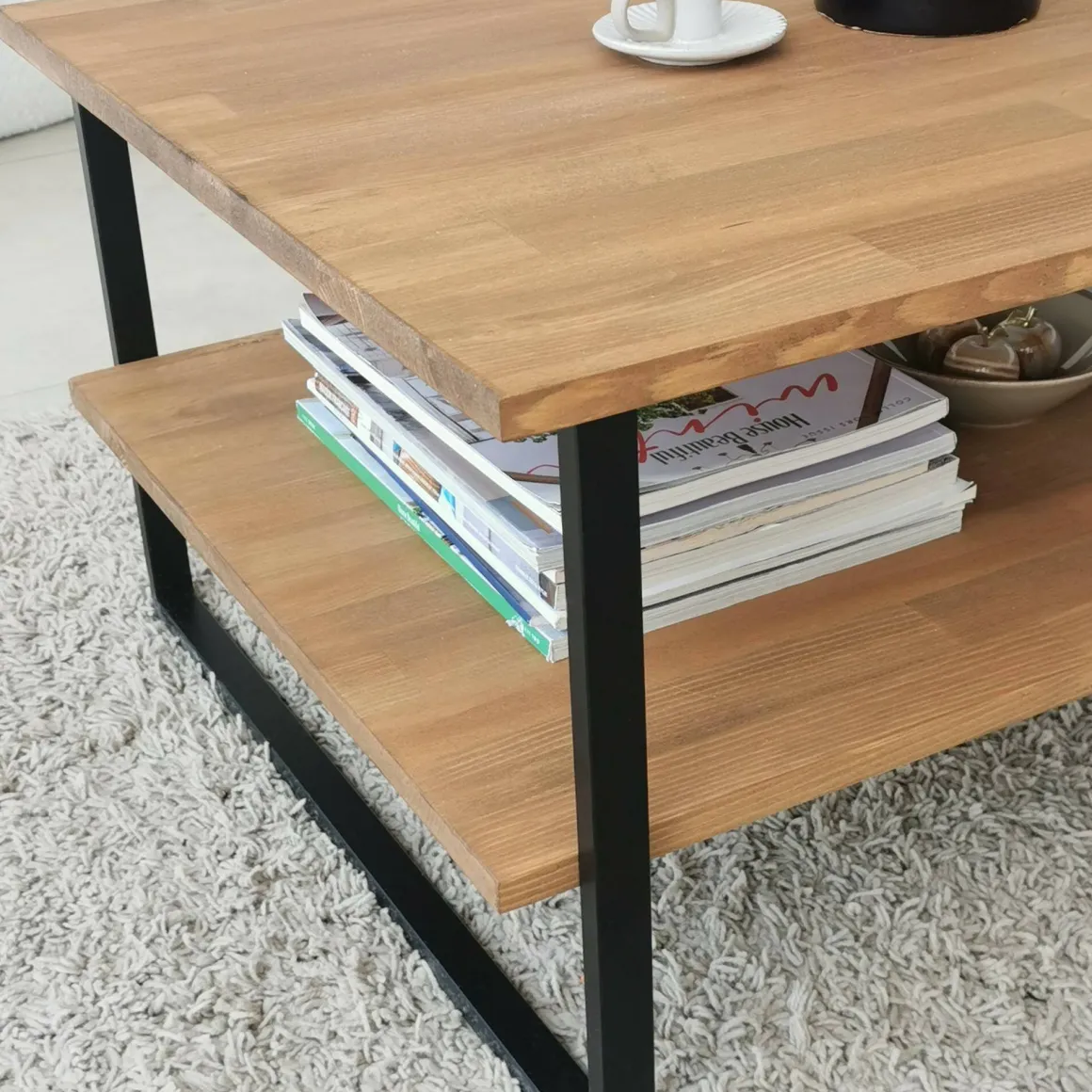 Tavolino soggiorno rettangolare quercia 85x60x40h cm - Aprica
