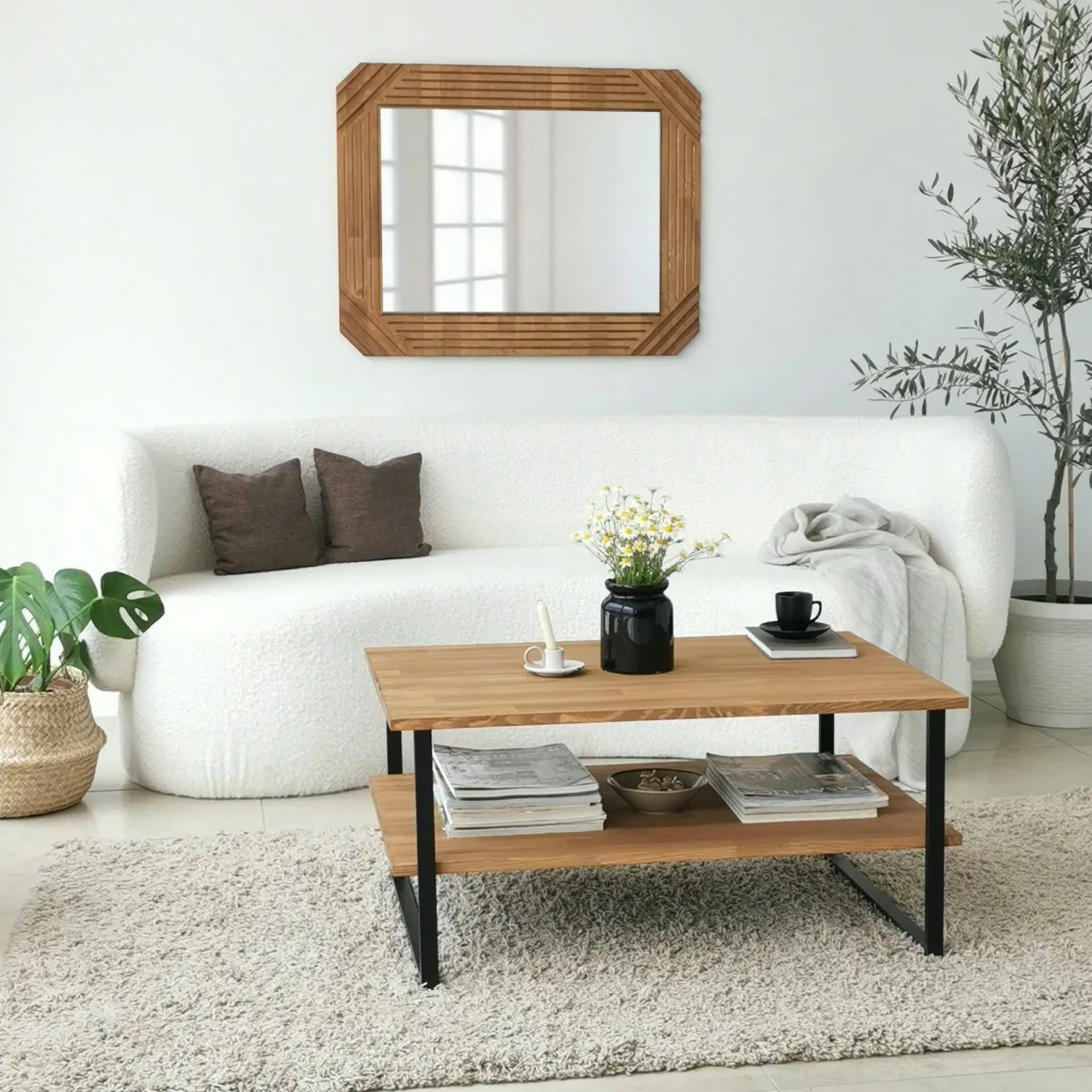 Tavolino soggiorno rettangolare quercia 85x60x40h cm - Aprica