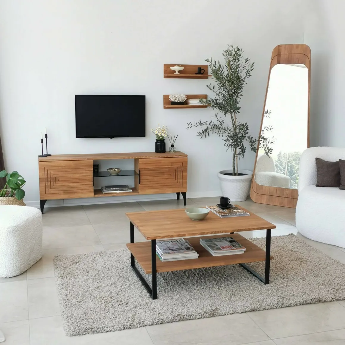 Tavolino soggiorno rettangolare quercia 85x60x40h cm - Aprica
