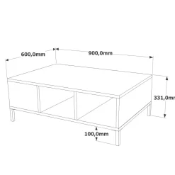 Tavolini Da Salotto > Dmora Tavolino soggiorno rettangolare quercia e bianco 90x41x54h cm - Basilica Bianco, Marrone Quercia