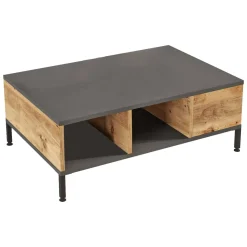 Tavolini Da Salotto > Dmora Tavolino soggiorno rettangolare quercia e bianco 90x41x54h cm - Basilica Bianco, Marrone Quercia