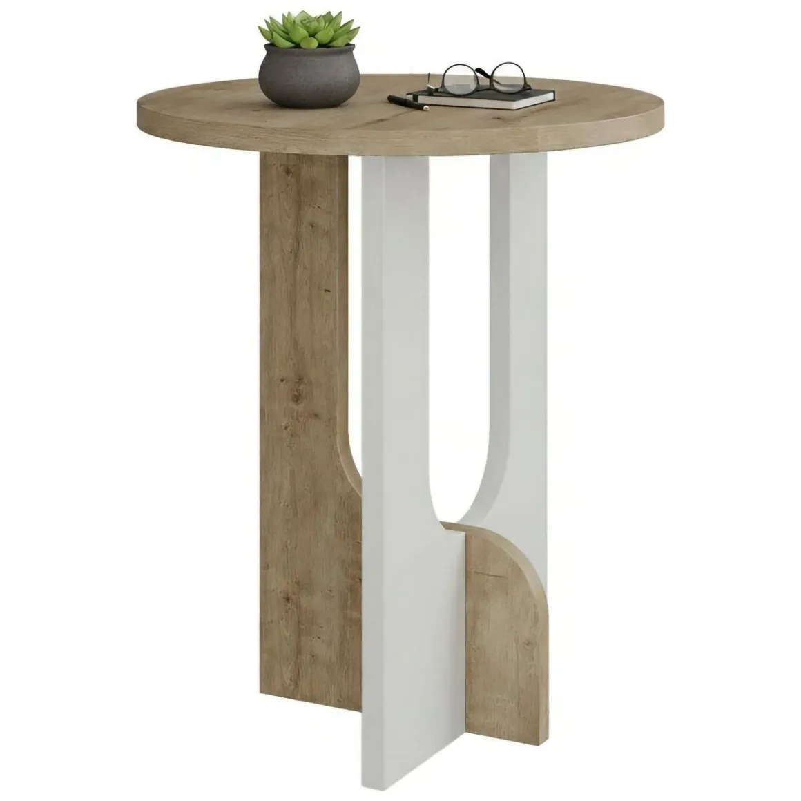 Tavolino soggiorno rettangolare rovere e bianco 40x40x47h cm - Bret