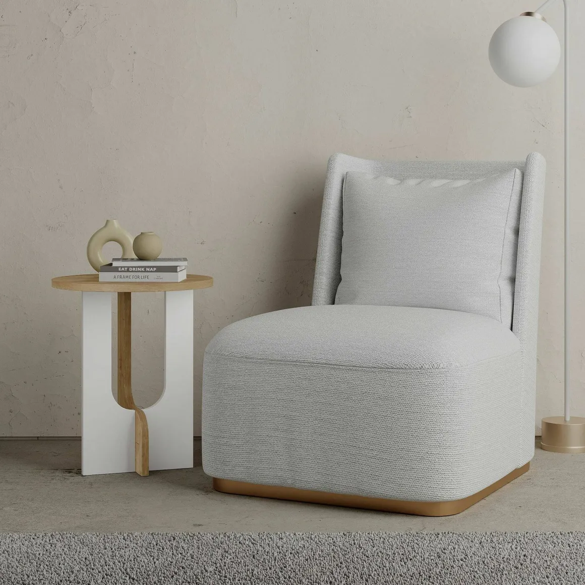 Tavolino soggiorno rettangolare rovere e bianco 40x40x47h cm - Bret
