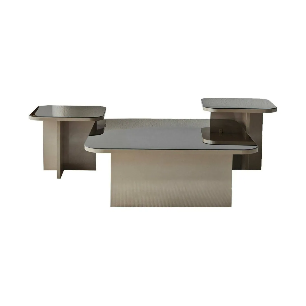 Tavolini Da Salotto|Salotto > Dmora Tavolino soggiorno rettangolare tortora e fume 80x80x40h cm modulare - Nuummite Grigio Fume, Grigio Tortora