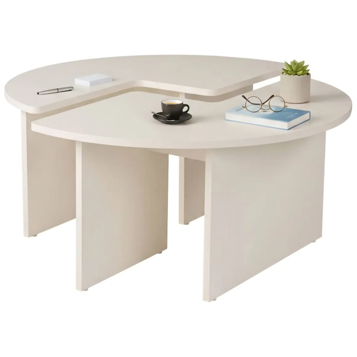 Tavolino soggiorno rotondo bianco larice 90x90x41h cm - Tairn