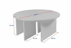 Tavolino soggiorno rotondo bianco larice 90x90x41h cm - Tairn