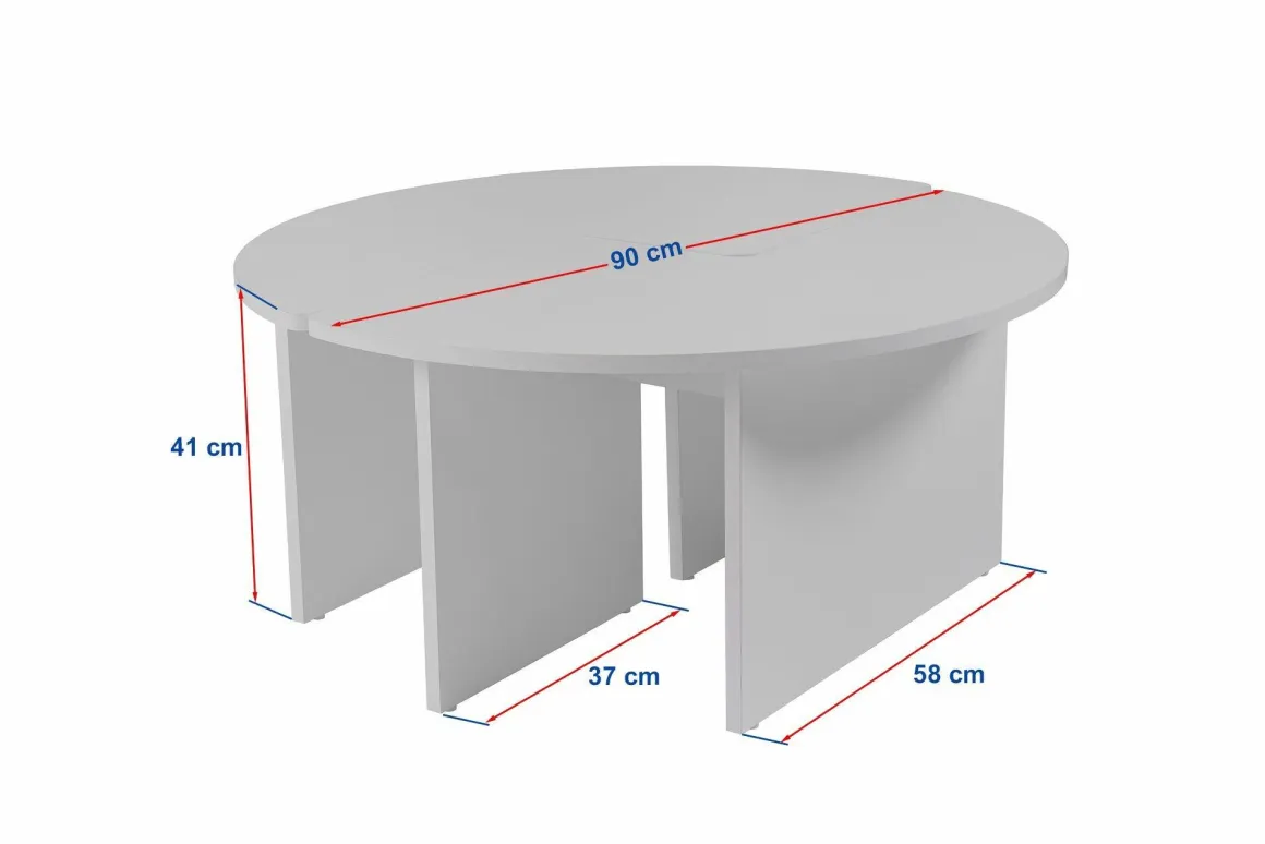 Tavolino soggiorno rotondo bianco larice 90x90x41h cm - Tairn