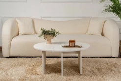 Tavolino soggiorno rotondo bianco larice 90x90x41h cm - Tairn