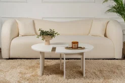 Tavolino soggiorno rotondo bianco larice 90x90x41h cm - Tairn