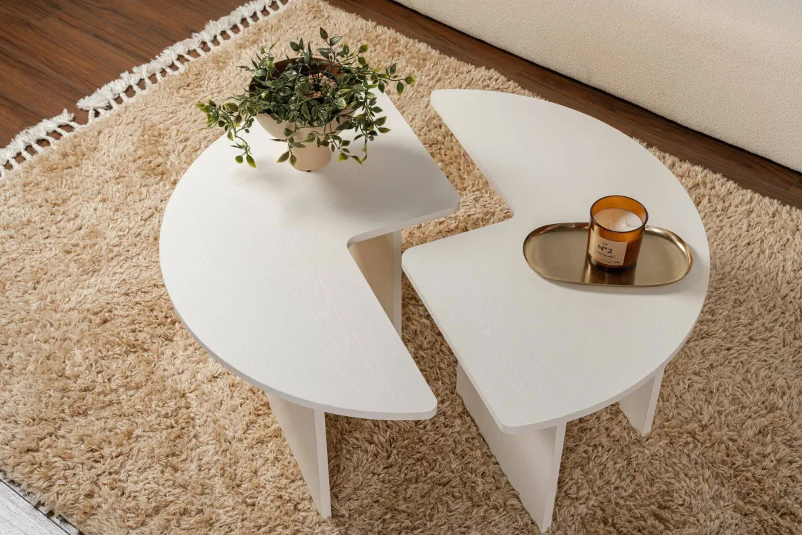Tavolino soggiorno rotondo bianco larice 90x90x41h cm - Tairn