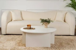 Tavolino soggiorno rotondo bianco larice 90x90x41h cm - Tairn