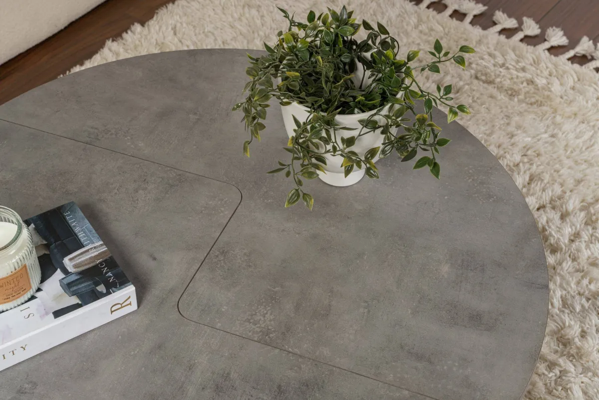 Tavolini Da Salotto > Dmora Tavolino soggiorno rotondo 90x90x41h cm - Tairn Grigio