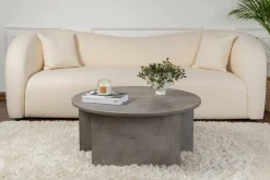 Tavolini Da Salotto > Dmora Tavolino soggiorno rotondo 90x90x41h cm - Tairn Grigio