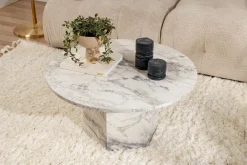 Tavolino soggiorno rotondo marmo 80x80x40h cm - Ridoc