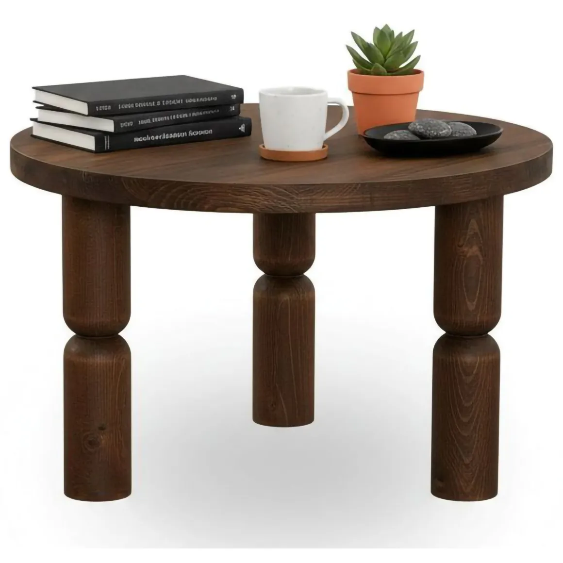 Tavolini Da Salotto|Salotto > Dmora Tavolino soggiorno rotondo noce 70x70x40h cm - Victorien Marrone Noce