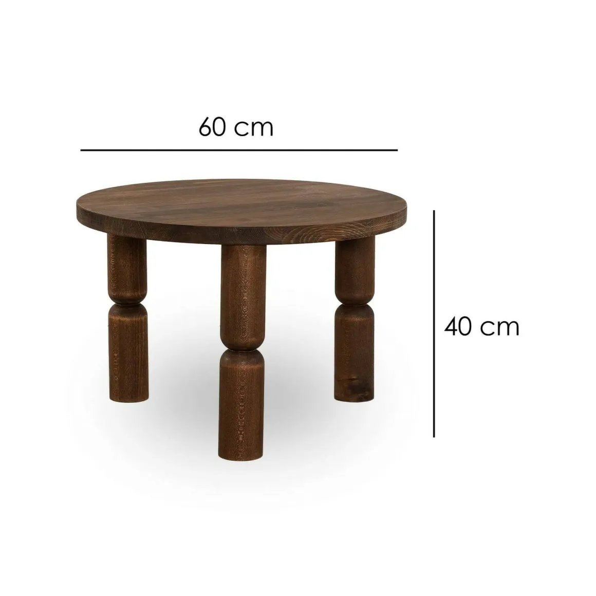 Tavolini Da Salotto|Salotto > Dmora Tavolino soggiorno rotondo noce 70x70x40h cm - Victorien Marrone Noce