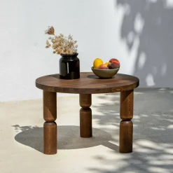 Tavolini Da Salotto|Salotto > Dmora Tavolino soggiorno rotondo noce 70x70x40h cm - Victorien Marrone Noce