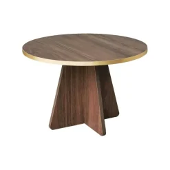 Tavolini Da Salotto|Salotto > Dmora Tavolino soggiorno rotondo oro e noce 60x60x40h cm - Armanda Marrone Noce, Oro