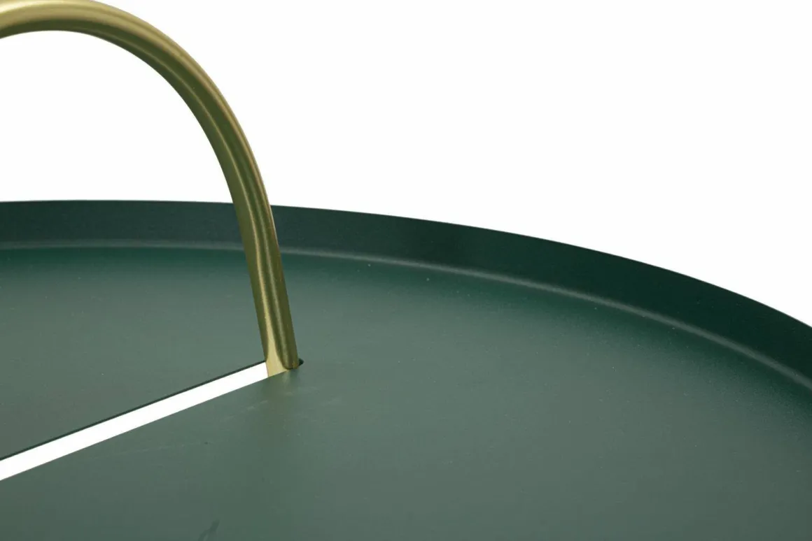 Tavolino soggiorno rotondo verde e oro 45x45x59h cm - Nigra
