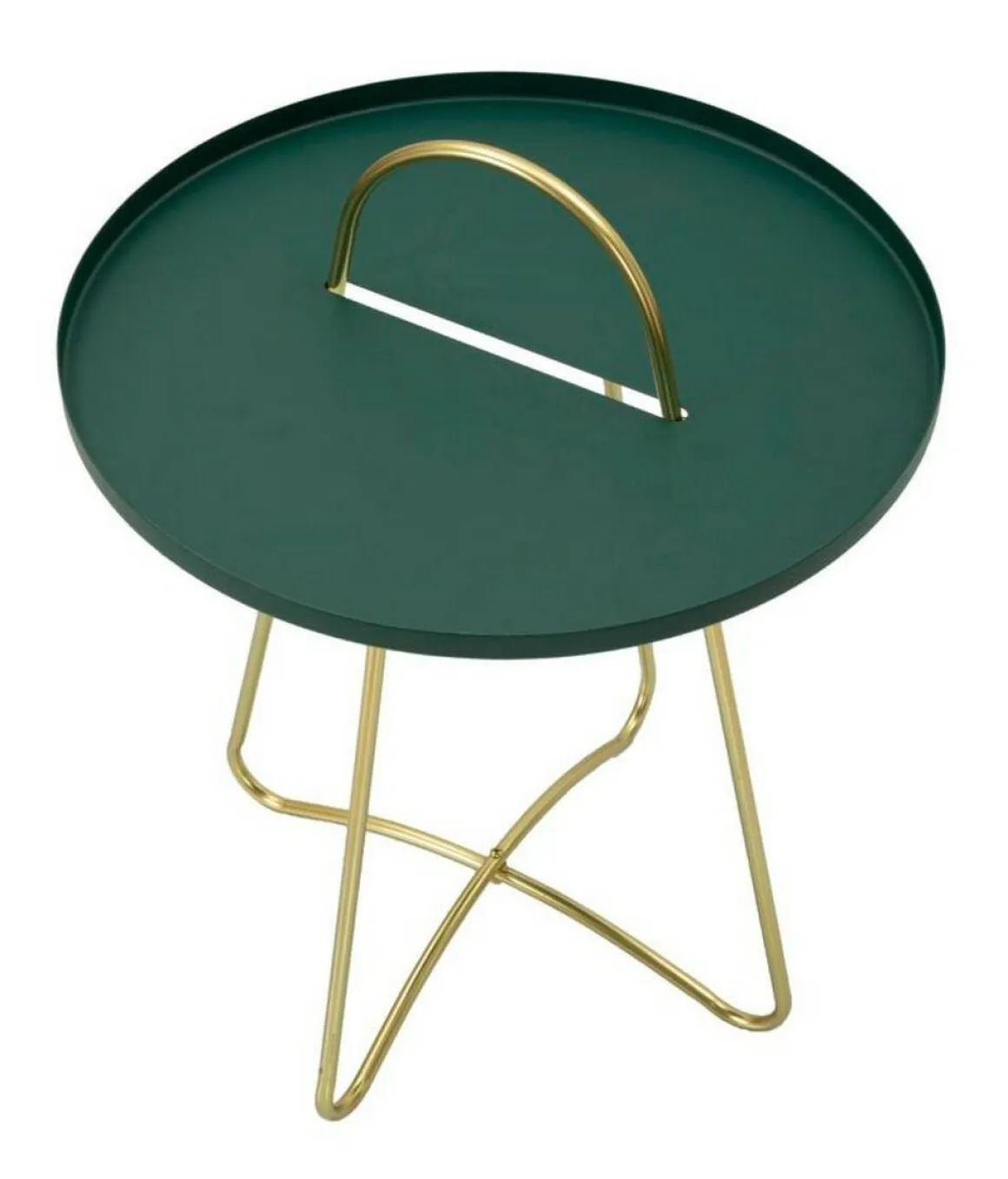 Tavolino soggiorno rotondo verde e oro 45x45x59h cm - Nigra