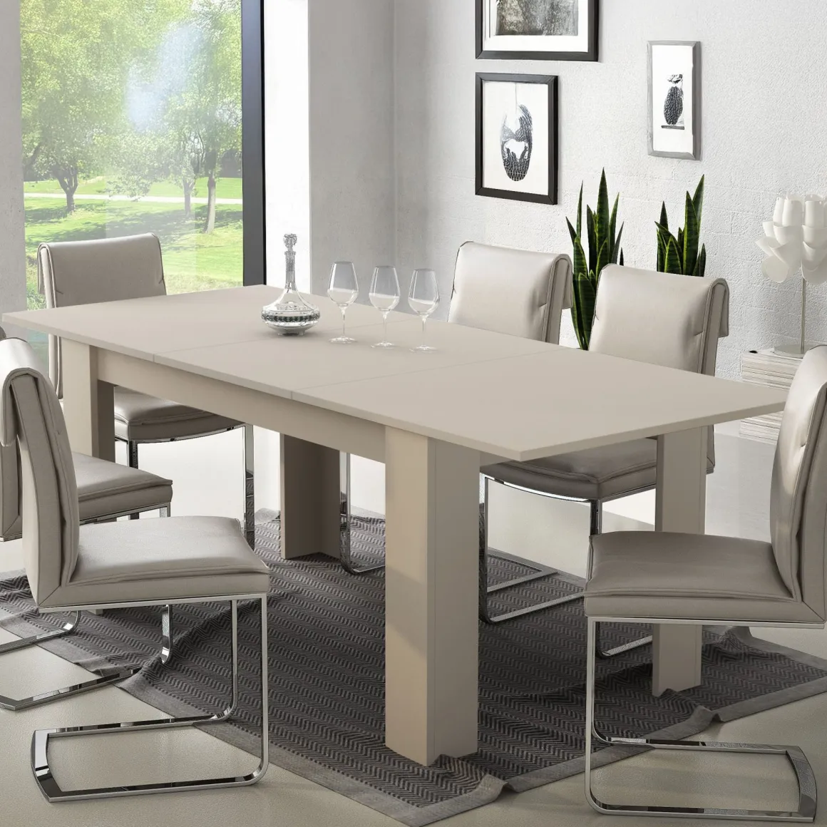 Tavolo Allungabile Beige Allungabile Meccanismo Estensione Allunga Centrale 200x90x75h cm, Lunghezza Massima 200 cm - Marene