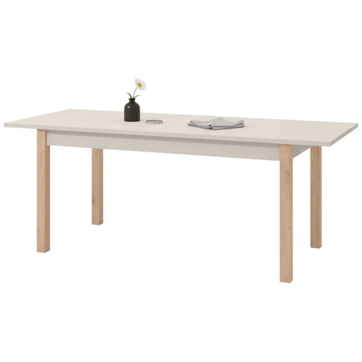 Tavolo Allungabile Beige Marrone Rovere 8 Posti Allungabile 160x80x77h cm, - Bulzi