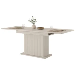 Tavoli Allungabili > Dmora Tavolo Allungabile 8 Posti Allungabile 160x90x75h cm, Meccanismo Estensione Allunga Centrale - Kariteni Beige