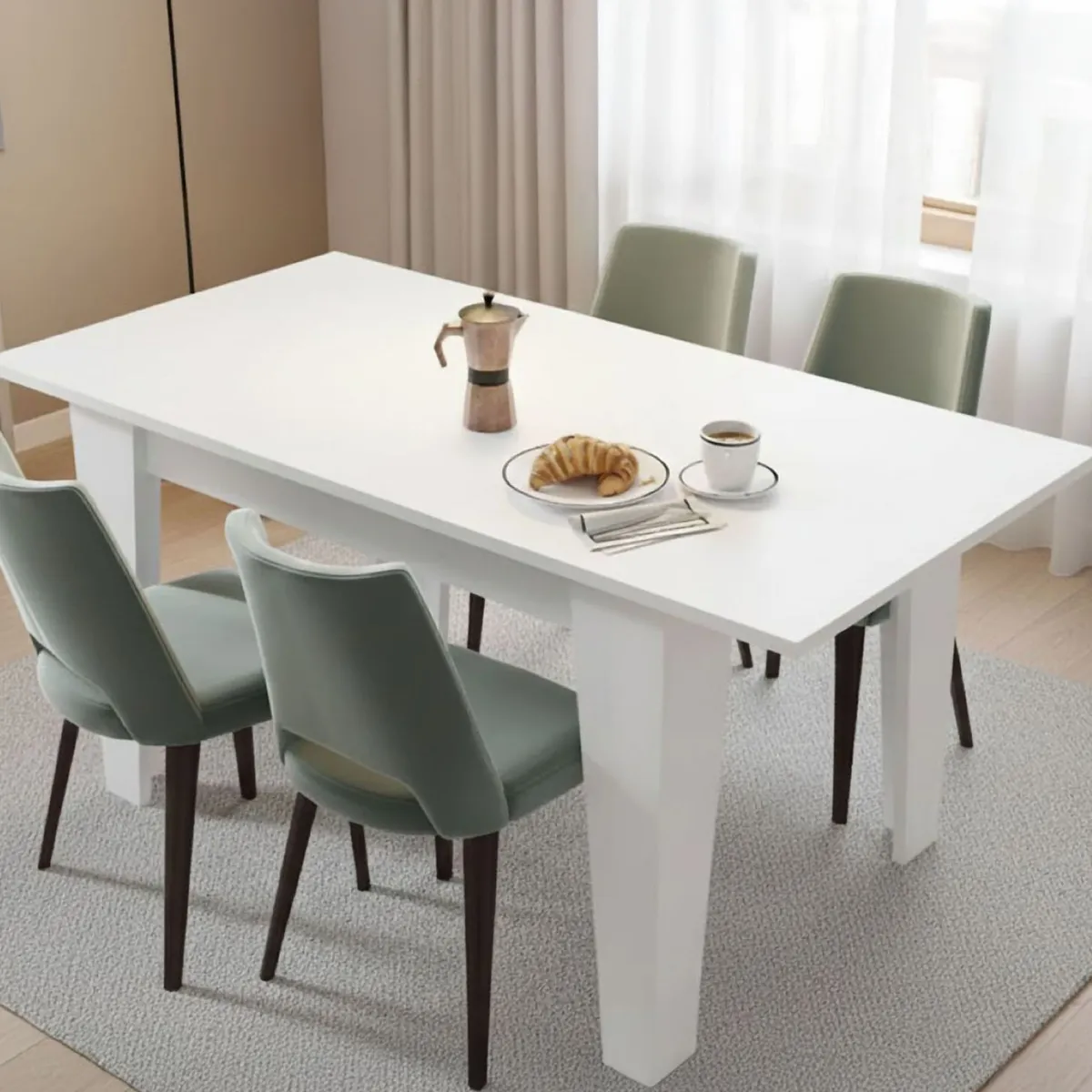 Tavoli Allungabili > Dmora Tavolo Allungabile Allungabile Meccanismo Estensione Allunga Centrale 160x80x78h cm, Lunghezza Massima 160 cm - Pizzoli Bianco