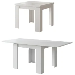 Tavolo Allungabile Bianco Allungabile Meccanismo Estensione a Libro 180x90x78h cm, Lunghezza Massima 180 cm - Popoli