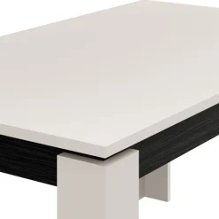 Tavoli Allungabili > Dmora Tavolo Allungabile Bianco Crema Nero 8 Posti Allungabile 160x90x77h cm, Meccanismo Estensione Allunga Centrale - Lajon Nero, Bianco Crema