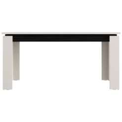 Tavoli Allungabili > Dmora Tavolo Allungabile Bianco Crema Nero 8 Posti Allungabile 160x90x77h cm, Meccanismo Estensione Allunga Centrale - Lajon Nero, Bianco Crema