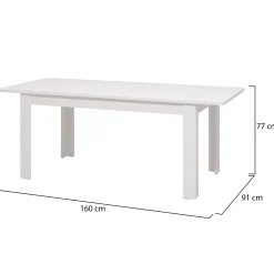 Tavolo Allungabile Bianco Lucido 8 Posti Allungabile 160x90.5x76.5h cm, - Colosimi