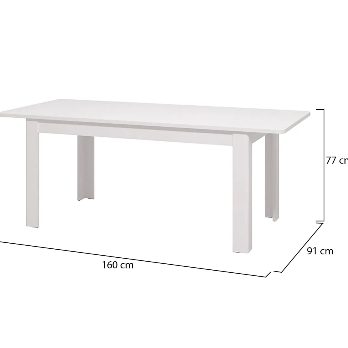 Tavolo Allungabile Bianco Lucido 8 Posti Allungabile 160x90.5x76.5h cm, - Colosimi
