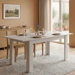 Tavoli Allungabili > Dmora Tavolo Allungabile Bianco Opaco Marrone Rovere 4 Posti Allungabile 110x50x79h cm, - Paestum Marrone Rovere, Bianco Opaco