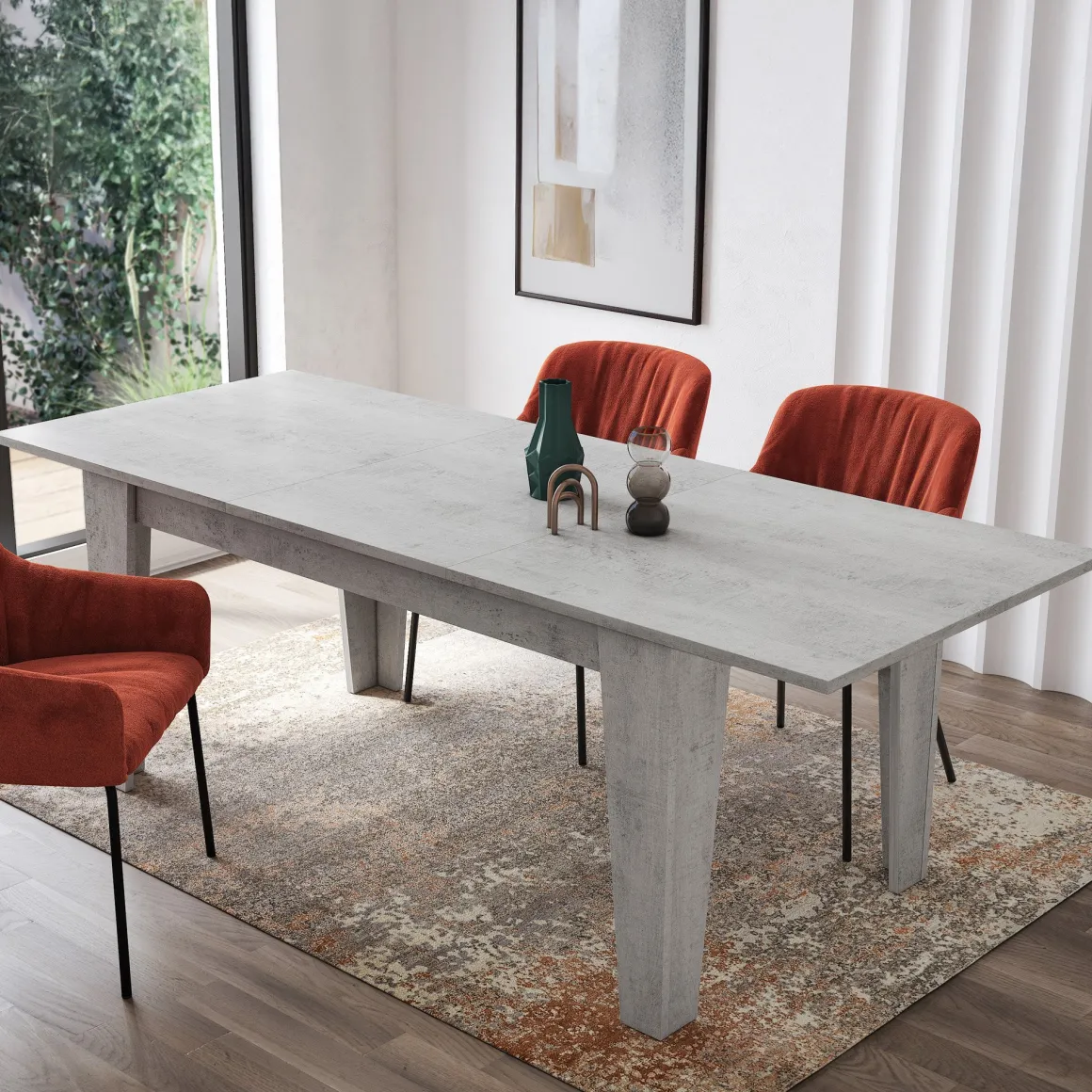 Tavoli Allungabili > Dmora Tavolo Allungabile Allungabile Meccanismo Estensione Allunga Centrale 220x90x75h cm, Lunghezza Massima 220 cm - Campora Grigio Cemento
