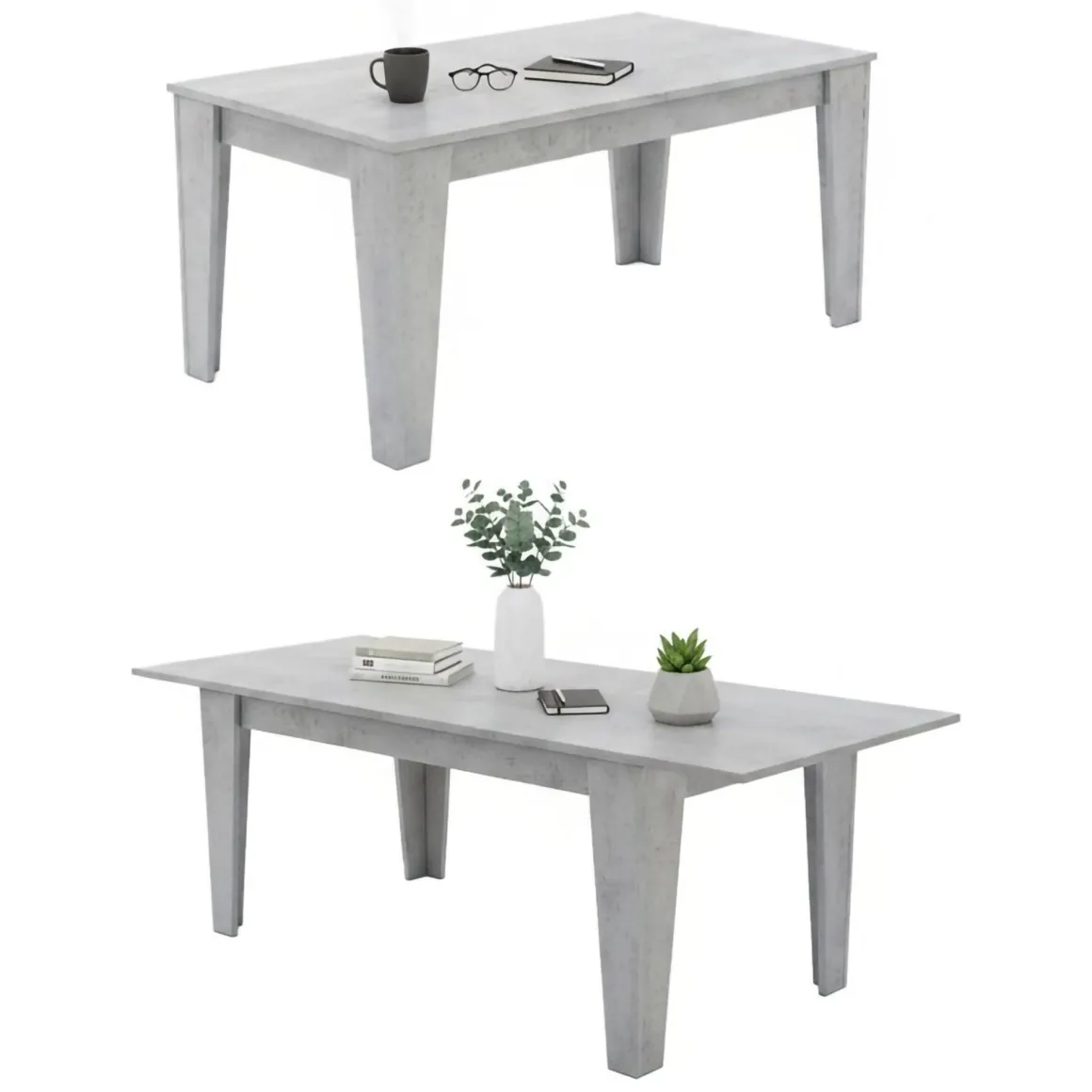 Tavoli Allungabili > Dmora Tavolo Allungabile Allungabile Meccanismo Estensione Allunga Centrale 220x90x75h cm, Lunghezza Massima 220 cm - Campora Grigio Cemento