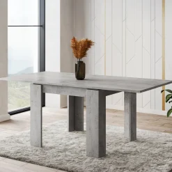 Tavolo Allungabile Grigio Cemento Allungabile Meccanismo Estensione a Libro 180x90x78h cm, Lunghezza Massima 180 cm - Popoli