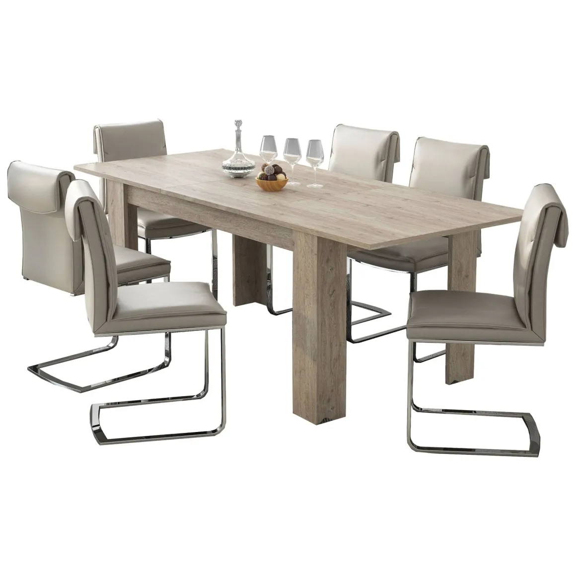 Tavolo Allungabile Grigio Rovere Grigio Allungabile Meccanismo Estensione Allunga Centrale 220x90x75h cm, Lunghezza Massima 220 cm - Campora