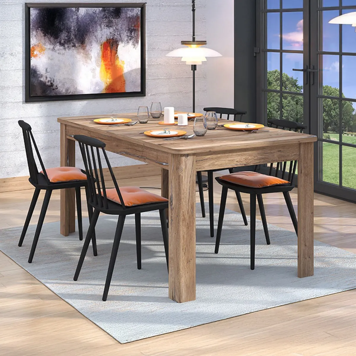 Tavoli Allungabili > Dmora Tavolo Allungabile 8 Posti Allungabile 160x91x77h cm, Effetto Invecchiato - Colosimi Marrone Noce
