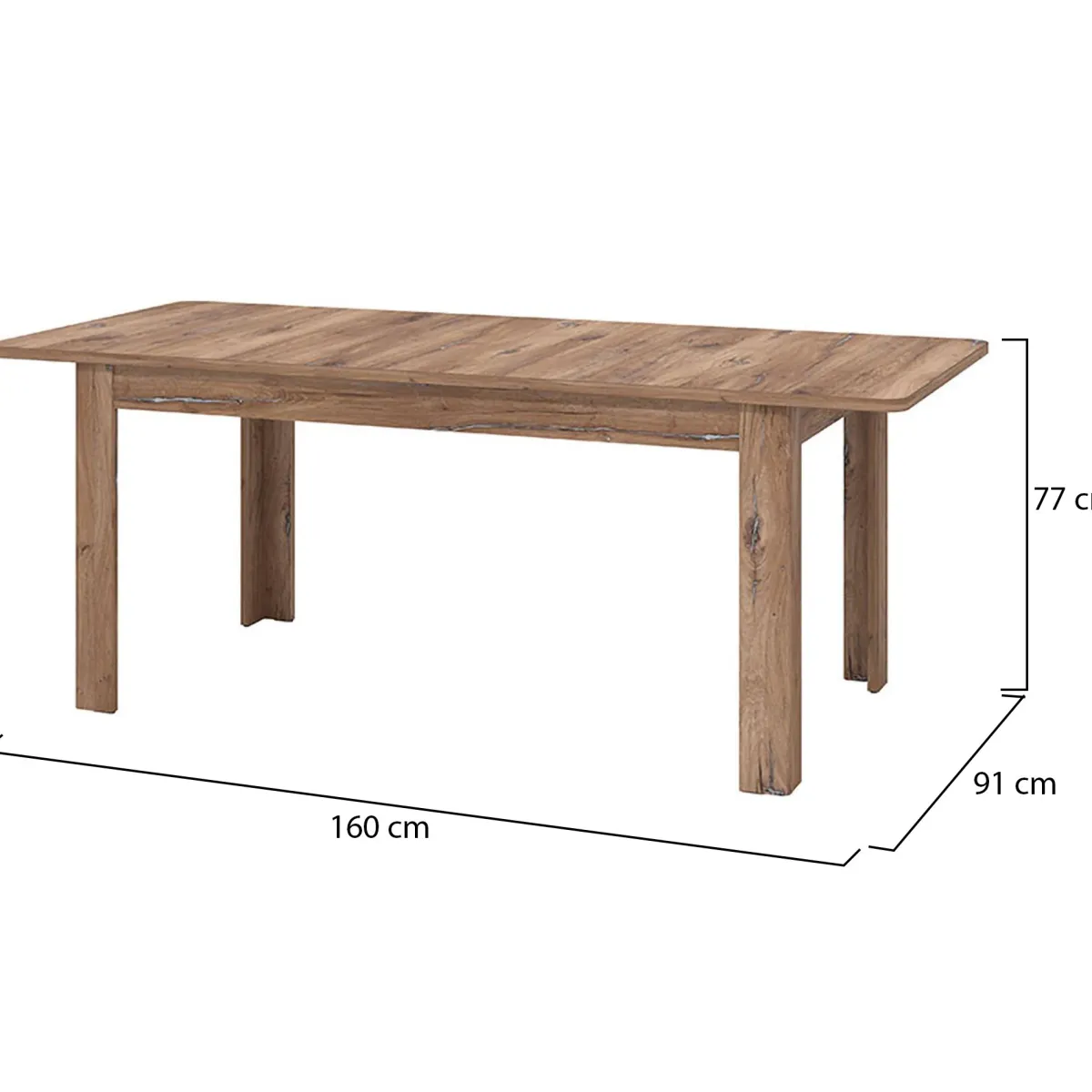 Tavoli Allungabili > Dmora Tavolo Allungabile 8 Posti Allungabile 160x91x77h cm, Effetto Invecchiato - Colosimi Marrone Noce