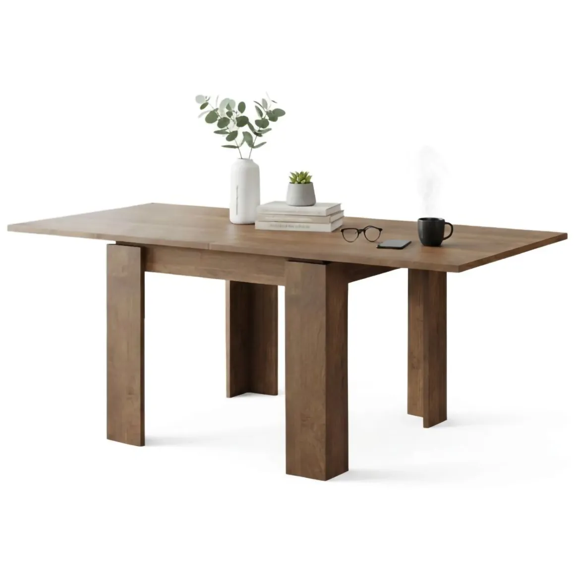 Tavolo Allungabile Marrone Noce Allungabile Meccanismo Estensione a Libro 180x90x78h cm, Lunghezza Massima 180 cm - Popoli