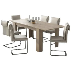 Tavolo Allungabile Marrone Olmo Allungabile Meccanismo Estensione Allunga Centrale 220x90x75h cm, Lunghezza Massima 220 cm - Campora