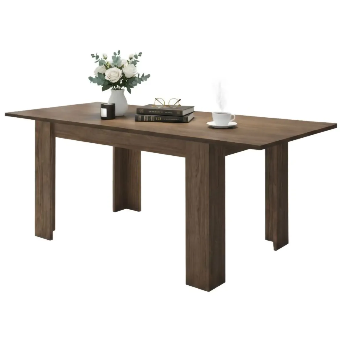 Tavolo Allungabile Marrone Rovere Allungabile Meccanismo Estensione Allunga Centrale 200x90x75h cm, Lunghezza Massima 200 cm - Marene