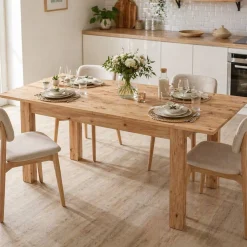 Tavoli Allungabili > Dmora Tavolo Allungabile 8 Posti Allungabile 160.5x90.5x76.5h cm, - Lanusei Marrone Rovere Nodi